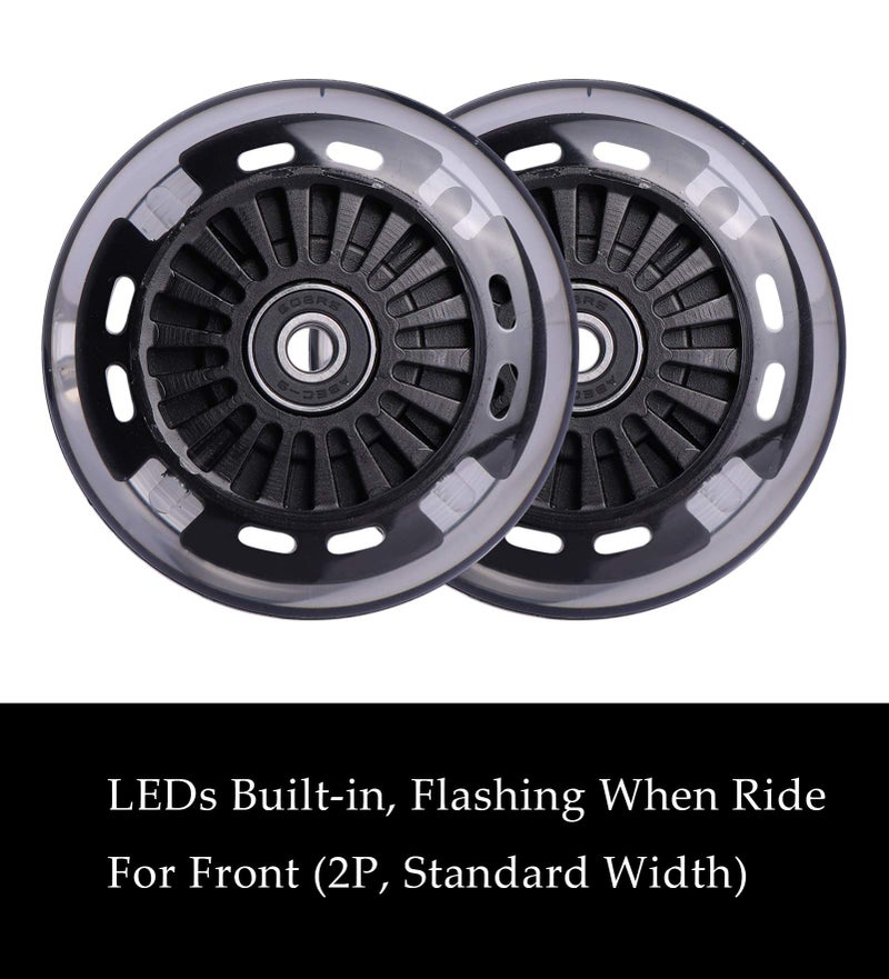 WHEELGOO Wiggle Car Polyurethane Replacement Wheels Set (Front,2P Light Up), Swing Car Wheels Pack (Rear,2P Narrower) Upgrade for Ride-on Toys (Black) - Image 2